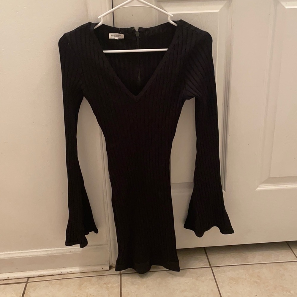 Mistress Rocks flared sleeves black dress.